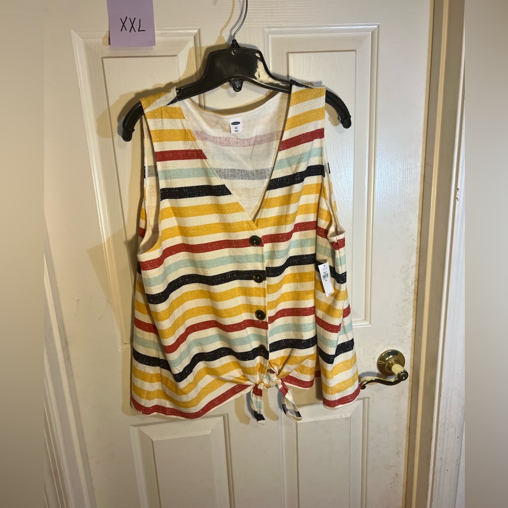 NWT Old Navy Striped tie front tank XXL
